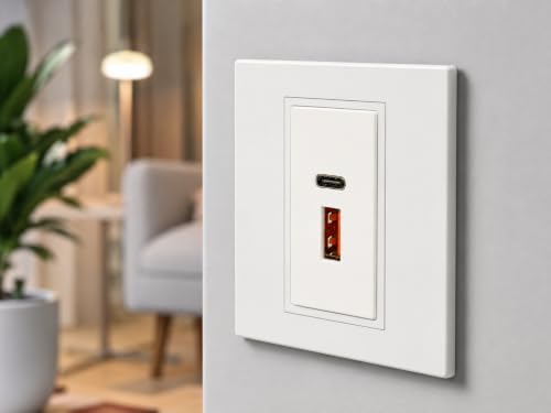 Image of Elements Hub Dual USB Modular Socket Charger | USB-A & USB-C Fast Charging Wall Socket | Universal Modular Switch Board Socket for Mobile, Tablet & Smart Devices | White