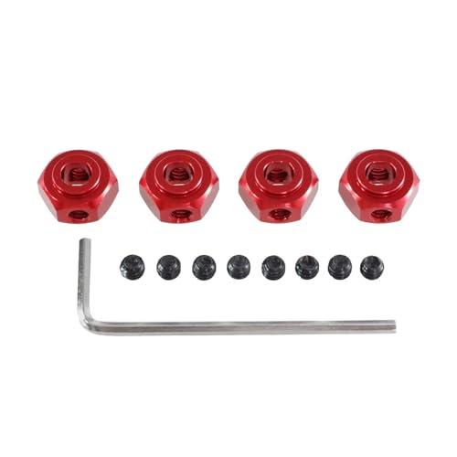 Connecteur hexagonal 12mm en métal rouge pour voiture RC 1/10 10208 et 1/12 H12Y