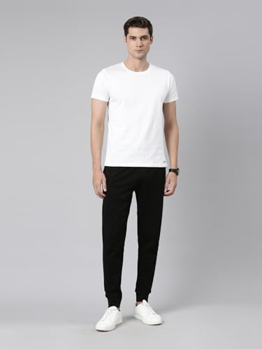 Image of BUZZ Standard Men Athleisure Slim Fit Solid Cotton Joggers Zipper Pockets, Ultra Soft, Stretchable, Breathable, Anti-Slip Waistband with Drawcord, Track Pants for Leisure, Travel, Workout. Pack of 1