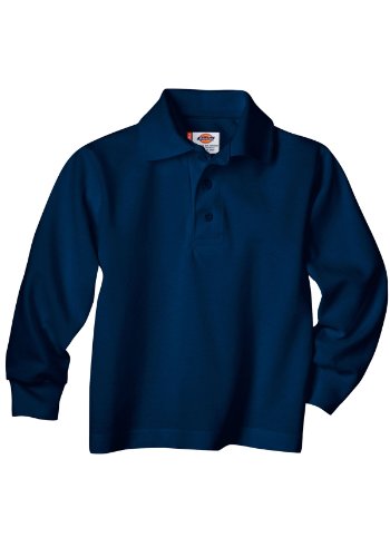 Dickies KL5452 Adult Size Long Sleeve Pique Polo Shirt Dark navy size 2X