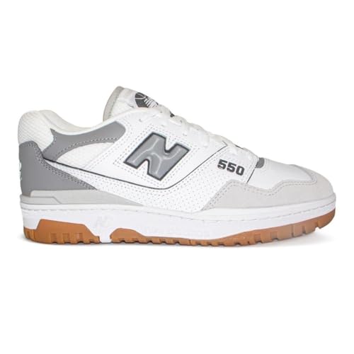 New Balance Men's 550 Sneakers, White/Grey, 9.5 Medium US2