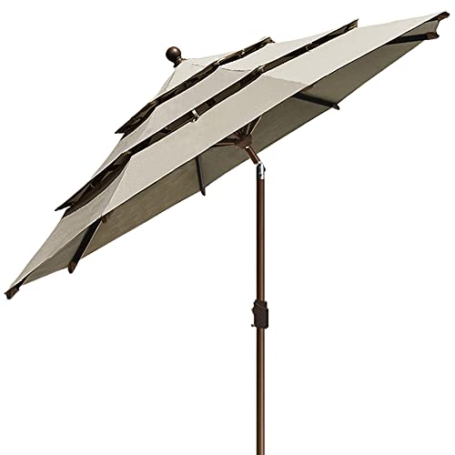 Eliteshade Usa 10-Year-Non-Fading Sunumbrella 9Ft 3 Tiers Market Umbrella Patio Umbrella Outdoor Table Umbrella With Ventilation,Antique Beige #TOP3