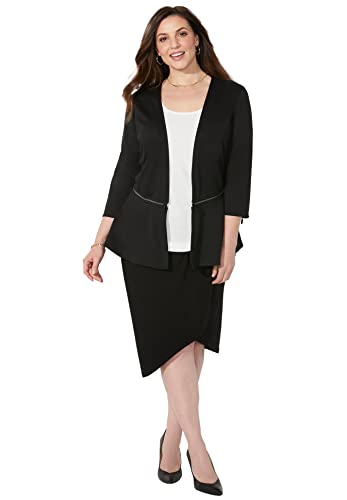Catherines Women's Plus Size Curvy Collection Ponte Knit Peplum Blazer