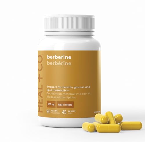 Heal + Co. Berberine 1000mg - High Power, Ultra-Pure, Organic, Superfood - Vegan, GMO-Free, Gluten-Free, Allergen-Free - Box of 90 Vegetable Capsules