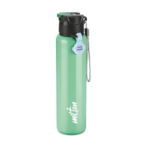 MILTON Sipstar 1000 Stainless Steel Sipper Water Bottle 875 ml, Single Walled, ISI Certified I Leak Proof Lid, Rust Proof I For School, Office, Gym I Green