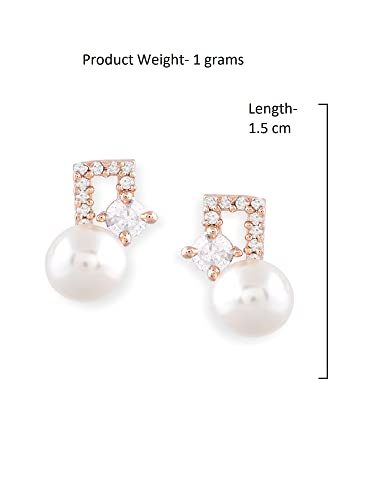 Cubic Zirconia Brass Stud Earring Women-ZPFK10392