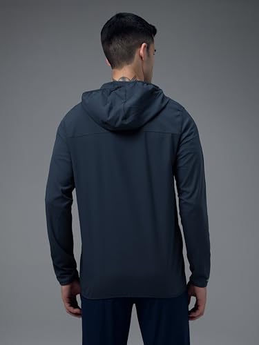 Image of TECHNOSPORT Men's Regular Fit Solid Hooded Neck Jacket With Ts Flexi, UPF50+ for Sports, Gym & Regular Use
