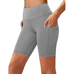 Diu Life Pantalones Leggings Cortos de Yoga para Mujeres, Pantalones Cortos Deportivos de Cintura Alta de Verano con Bolsillos para Entrenamiento de Gimnasia, Fitness, Correr.Gris Claro S
