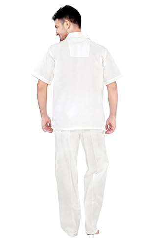 Image of Men's Cotton Plain /Solid Top and Pyjama Set Pack of 1