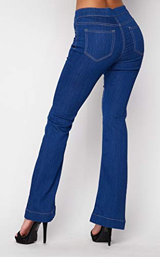 Cello Women's Juniors Mid Waist Skinny Fit Bootcut Pants (Small, Denim Blue) - Thumbnail 2