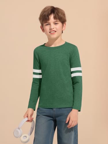 Image of Haloumoning Boys Long Sleeve Shirts Kids Crewneck T Shirts Casual Striped Tops Tees 5-14 Years