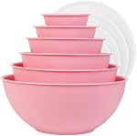 BoxedHome BPA Bol de mélange rond en plastique gratuit avec des lids, 12 Conditionner les bols avec ensemble de lids, micro-ondes et lave-vaisselle préparation sécuritaire & Servant des bols parfaits pour le mélange, la cuisson, le service (pink, 12pcs)