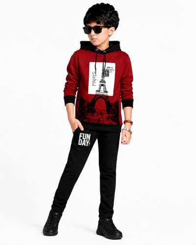 Image of LilBits Boys Summer Co-Ord Set Cotton Blend T Shirt & Lower Set for Kids Boys (2-16 Yrs), Typography Printed Casual Clothing Set, Regular Fit