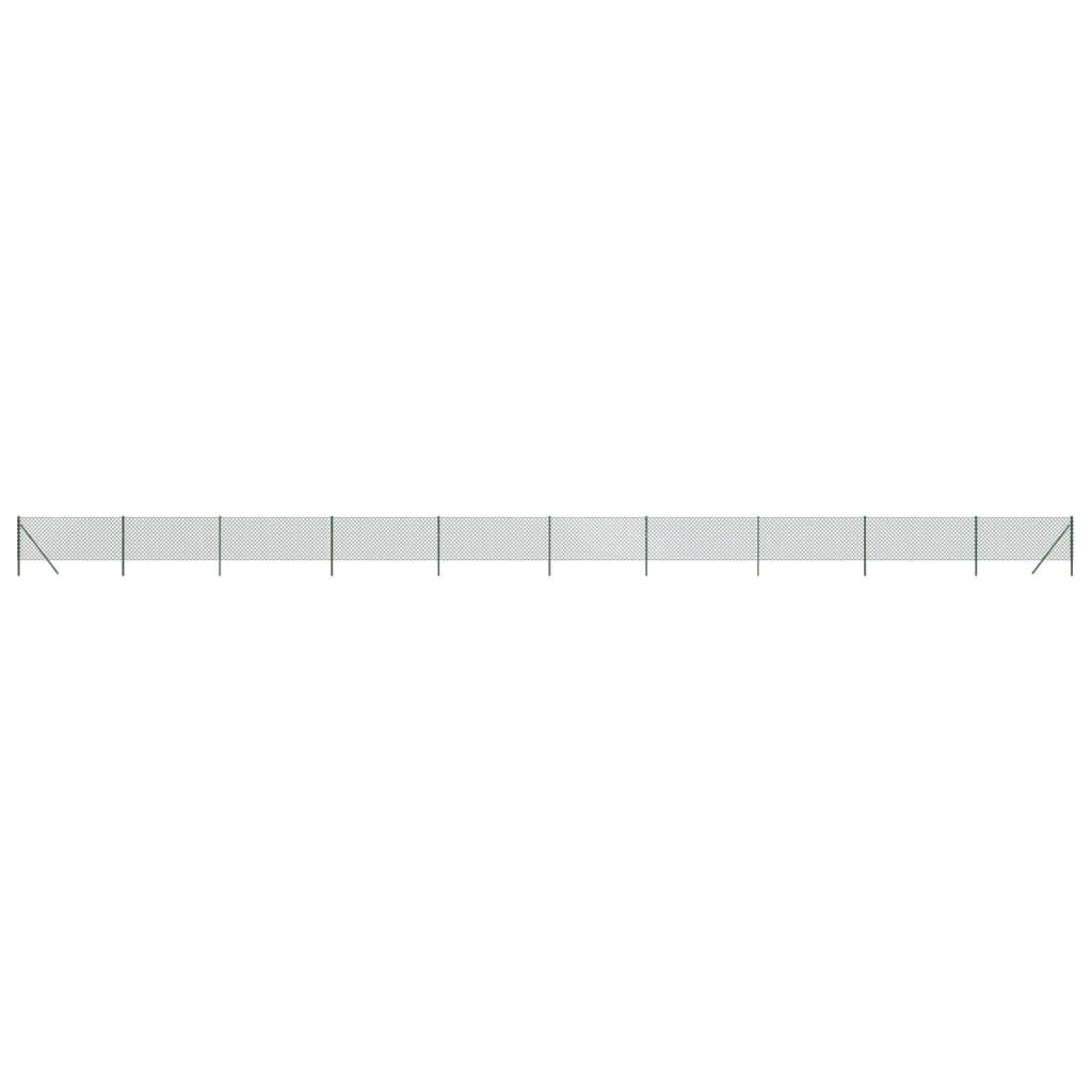 vidaXL Galvanized Steel & PVC Coated Chain Link Fence Green - Flexible and Durable Barrier for Property or Animal Enclosure, 1x25m'
