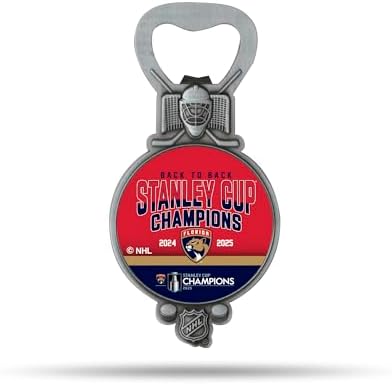 Rico Industries NHL Hockey Florida Panthers Back to Back Champions 2025 Magnetic Bottle Opener, Stainless Steel, Strong Magnet to Display on Fridge image 4