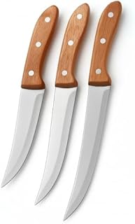 3 Piece Kitchen Knife Set - Waterproof, Sharp Stainless Steel Blade, Ergonomic Natural Wood Handle