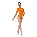 ALLNOWA Women's Turtleneck Spandex Long Sleeve Leotard Dance Mock High Neck Bodysuit Dancewear Gym Yoga (X-Large, Orange)