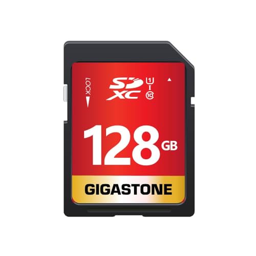GIGASTONE 128GB SDXC Speicherkarte, bis zu 80 MB/s, kompatibel mit Canon Olympus Digitalkamera, UHS-I U1 Klass 10 für UHD Video