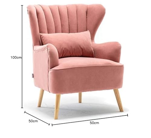 Image of Wing Chair for Living Room and Bedroom - High Back Cushioned Lounge Single Seater Sofa - Luxury Rest Arm Chair (Colour Pink)