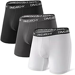 DAVID ARCHY 3 Pack Men's Soft Quick Drying Sports Underwear Breathable Boxer Briefs (L, Black/Dark Gray/Light Gray)