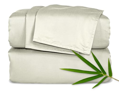 Pure Bamboo Twin Sheets, Genuine 100% Organic Viscose Derived from Bamboo Bed Sheet Set, Luxuriously Soft & Cooling, Double Stitching, 2 Year Quality Promise (Twin, Birch)