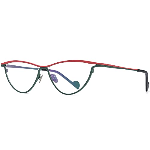 Image of FONEX Colorful Pure Titanium Glasses Frame Women Retro Round Eyeglasses