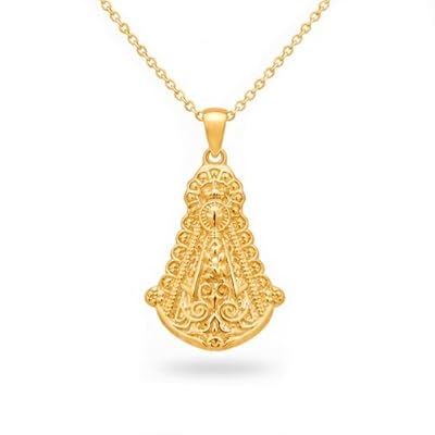 Only faith Collar con Medalla de la Virgen del Rocío, Acero Inoxidable 316L, Colgante 2.5 cm, Cadena 45 cm, Acabado Dorado y Plateado, Joyería Religiosa Hipoalergénica (Virgen del Rocio Dorado) | Ya disponible en tu tienda friki favorita! En mundofriki.es!