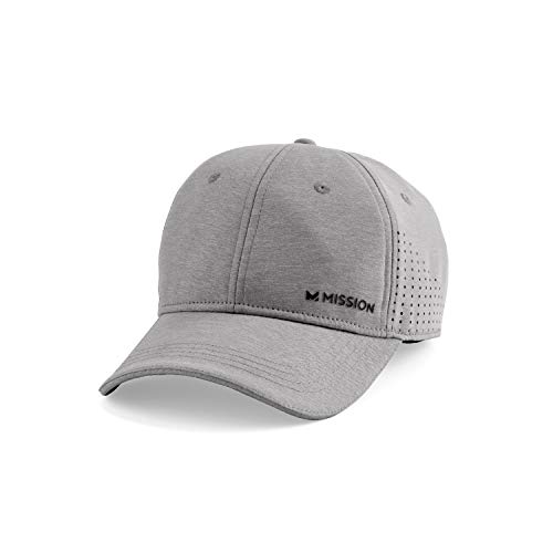 MISSION Vented Cooling Performance Hat- Unisex Baseball Cap, Cools When Wet- Charcoal Heather