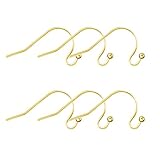 6 ganchos para pendientes de 20 g, de titanio puro, para hacer joyas, chapados en oro de 18 quilates