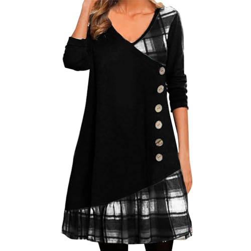 Vhersily 2025 Vestiti Invernali Donna Taglie Forti Caldo Autunno Abito Elegante Cerimonia Curvy Manica Lunga Vestito Vintage Lungo Abiti Sexy Casa Leggero alla Moda Slim Fit Morbido Comodi Sottile