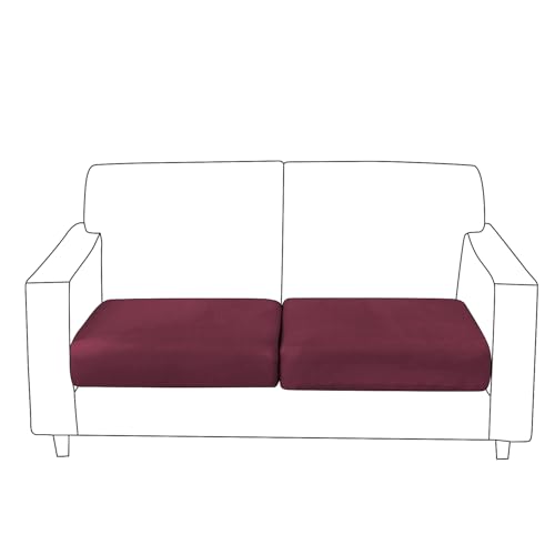Image of HOKIPO 100% Waterproof Stretchable Elastic 140gsm Sofa Cushion Seat Cover, 2-Piece Seat Cushion Cover, Maroon (AR-5352-MRN*2)