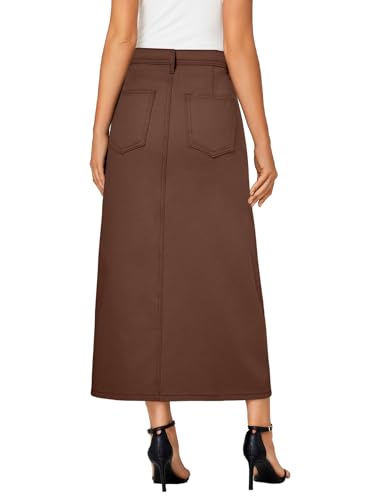Vrtige Women's High Waisted Long Denim Skirt - Image 5