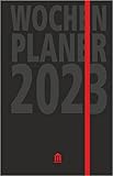Wochenplaner 2023: Edler Kalender und Organizer, 2 Lesebändchen, Tasche für Visitenkarten, viel Platz für Notizen, verschließbar mit Gummizug