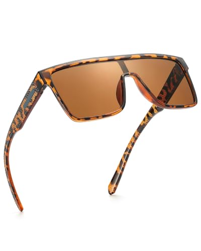 Image of GLINDAR Polarized Sunglasses Men Flat Top Womens, Oversized Square Shield | One Piece,Trendy,Lightweight,Driving
