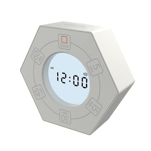Hexagon Rotating Productivity Timer with Clock, Pomodoro Timer with 5,15, 30, 45, 60 Minute Presets, Timer for People with ADHD (White)