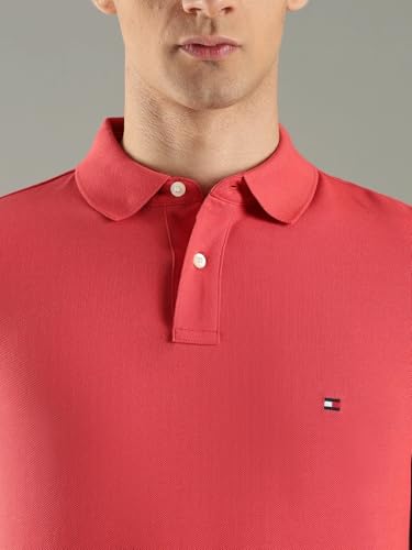 Image of Tommy Hilfiger Solid Regular fit Cotton Polo t-Shirt