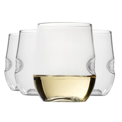 GOVINO Unbreakable Plastic Wine Glasses - Stemless Shatterproof Tritan Glassware, Fancy Cups That Look Like Glass, 12 oz, Set of 4