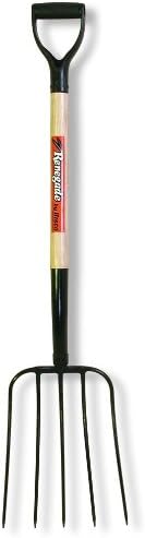Hisco HIMF5D-W Five Tine Manure Fork with Forged Steel Blade, 31" Ash Gooseneck Handle, D-Grip
