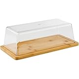 APS 821 Plateau rectangulaire en bambou avec couvercle (32 x 16,5 cm, hauteur : 11 cm) – Cloche à fromage, planche à fromage