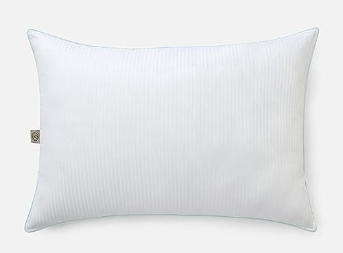 Martha Stewart Down Alternative Bed Queen Pillows Set Of 2, Cooling Hotel Pillow, Memory Foam-Like Fiber Fill, Premium Side Sleeper Pillows For Adults, Pressure Relieving, Dobby Stripe, White #TOP5