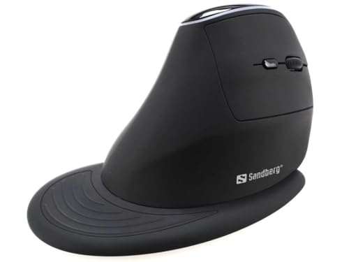 Sandberg Wireless Vertical Mouse Pro | Ergonomische Vertikale PC-Maus | Kabellose Maus | Anpassbare 1600 DPI | Plug & Play | Wiederaufladbare Maus | Abtrennbare Handballenauflage | Für Windows Mac