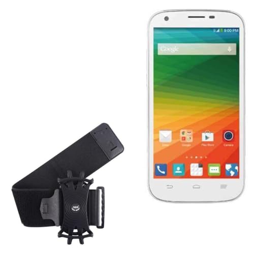 BoxWave Holster Compatible with ZTE Imperial II - ActiveStretch Sport Armband, Adjustable Armband for Workout and Running - Jet Black