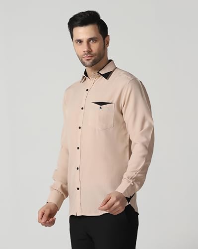 Image of TAGDO Men's Full Sleeve Shirt | Pocket Design and Spread Collar Shirt for Man (2054)
