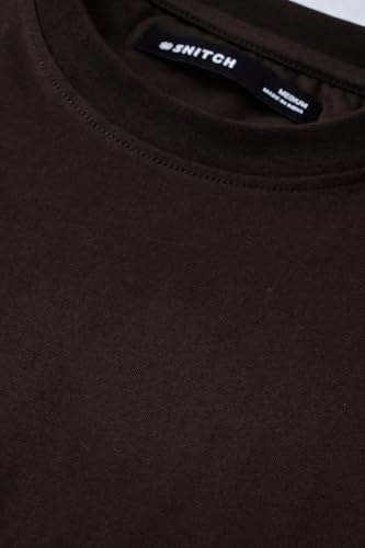 Image of SNITCH Men T-Shirt | Minimalist Regular Fit & Short Sleeve Styling | 100% Breathable Cotton Casual Wear T-Shirt & Durable Knit Plain Weave Everyday Summer Essential