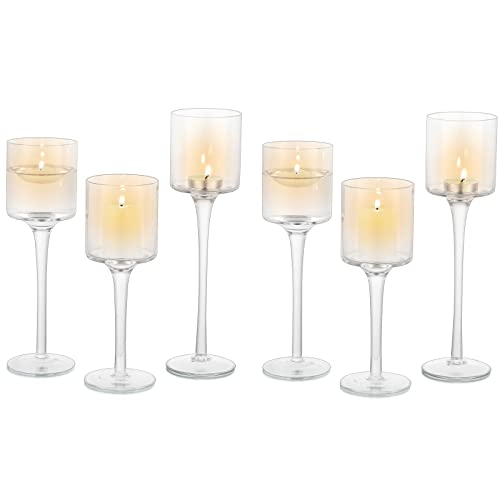 Sziqiqi 6 Pièces Bougeoir en Verre, Chandelier Support pour Bougies Piliers Bougies Chauffe-Plat...