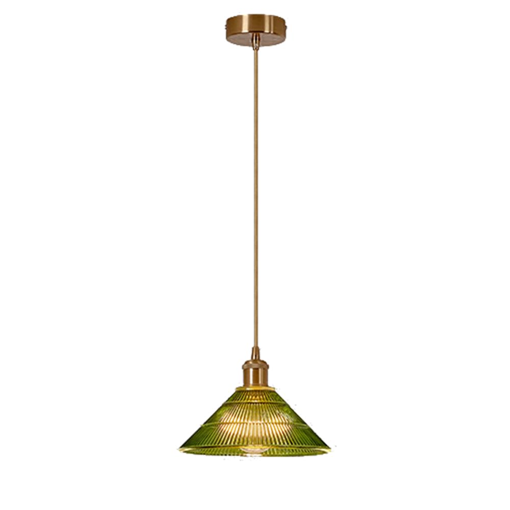 Lustre suspendu style nordique champêtre rétro en verre vert foncé 25 cm