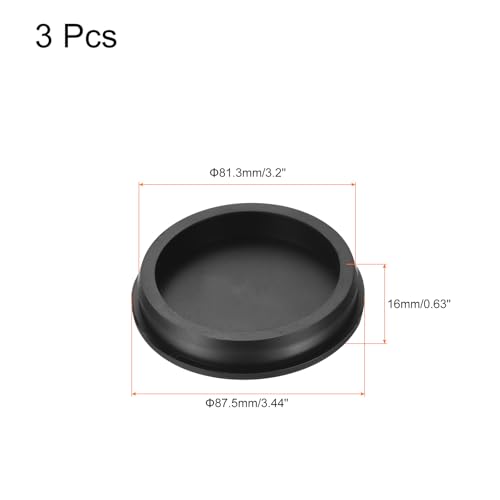 Image of uxcell High Temp Silicone Plug Mount Dia 81.3mm /3.2 inch t Shaped Rubber Stopper Hole Plugs for Powder Coating Plating Waterproof Plugs Sealing Plugs Black Pack of 3(OD 87.5mm)