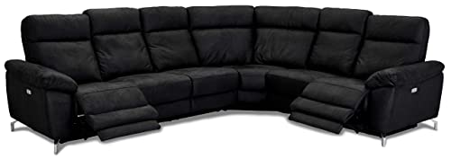 Ibbe Design L Form Ecksofa Schwarz Stoff Relaxsofa Couch mit Elektrisch...