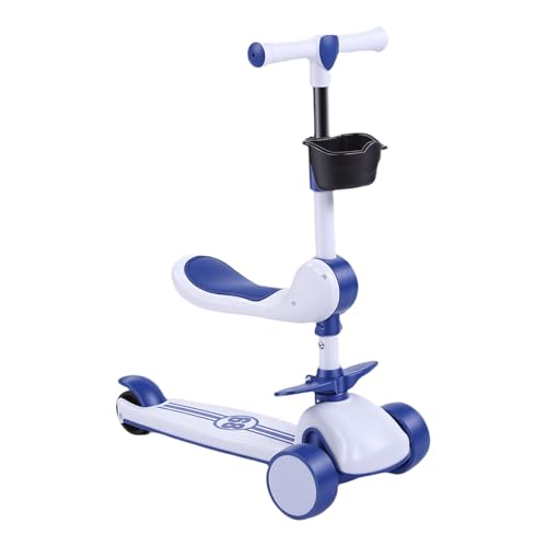 UPALDHOU Patinete para Niños Pequeños, Patinete Plegable con Manillar Ajustable y Asiento Extraíble para Niños de 2 a 6 Años (Blue)