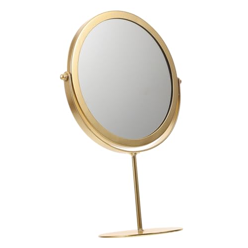 Espejo de maquillaje redondo decorativo dorado moderno